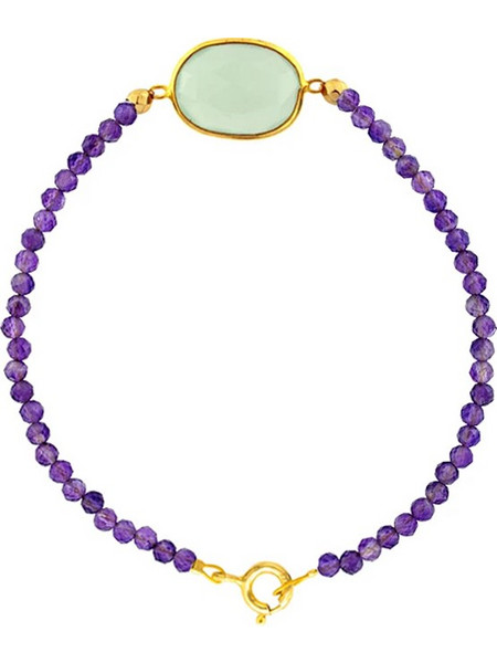 Βραχιόλι ασημένιο 925 με Αμέθυστο, Hematite και Peridot - M123537AP