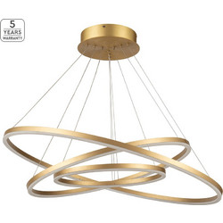 Home Lighting Olympic SE LED Κρεμαστό Φωτιστικό Οροφής Μονόφωτο LED με Θερμό Λευκό Φως Χρυσό 80-60-40 77-8124 Gold Mat