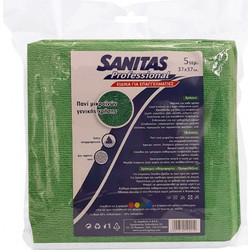 Πανί Καθαρισμού Επαγγελματικό Microfibre Πράσινο Sanitas 37x37cm (Συσ./5τεμ)