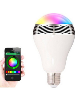 Bluetooth LED Λάμπα 6W E27 Πολύχρωμη με Ηχείο 3W για Android & iOS