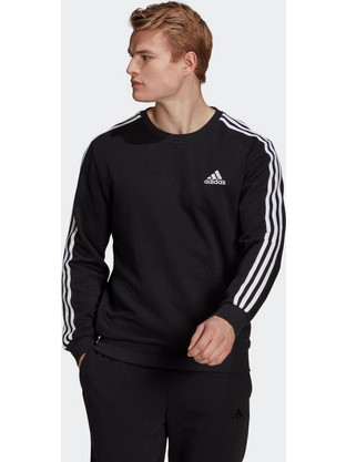 Adidas Essentials 3-Stripes Sweatshirt Ανδρικό Αθλητικό Φούτερ Μαύρο GK9078