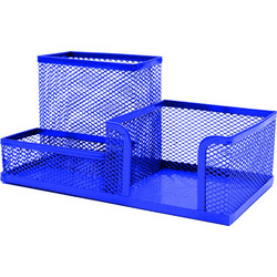 Μολυβοθήκη Offishop 3 θέσεων τετράγωνη metal μπλε (OF209)