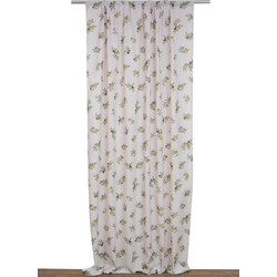 Viopros Κουρτίνα Λονέτα Floral με Τρέσα 140x270 Ολίβα Εκρού