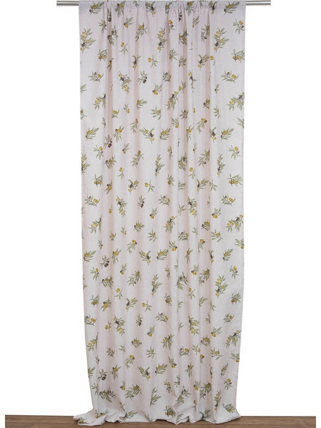 Viopros Κουρτίνα Λονέτα Floral με Τρέσα 140x270 Ολίβα Εκρού