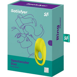 Satisfyer Spectacular Duo Ring Vibrator Ελαστικό Δαχτυλίδι Πέους Σιλικόνης με Δόνηση Κίτρινο