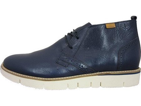 Stefan ανδρικό mid top δερμάτινο μποτάκι μπλε st-706