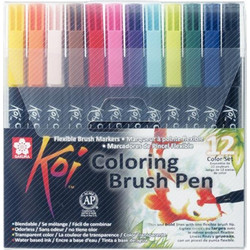 Sakura Koi Coloring Brush Pen Μαρκαδόροι Ζωγραφικής Σετ 12 Χρώματα