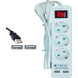 Troy πολύπριζο 3 θέσεων με 2 θύρες Usb