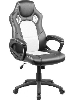 Zita Plus A6160 Καρέκλα Gaming Δερματίνης Μαύρη Λευκή 01.0264