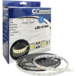 ΣΕΤ 3m ΤΑΙΝΙΑ LED ΣΤΕΓΑΝΗ 14,4W/M RGB 720Lm/m 5050 60 Chip/m IP65 12V ΜΕ ΤΡΟΦΟΔΟΤΙΚΟ & CONTROLLER 405-203 COMMEL 3858890440638