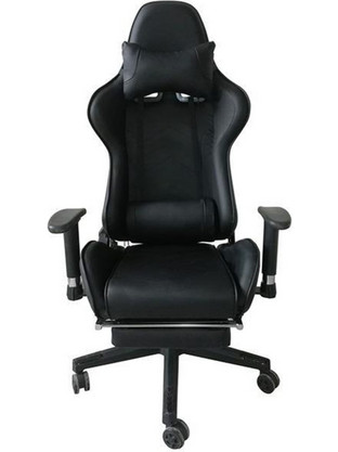 Nextdeco Καρέκλα Gaming Δερματίνης με Ρυθμιζόμενα Μπράτσα και Υποπόδιο Μαύρη 13829-2