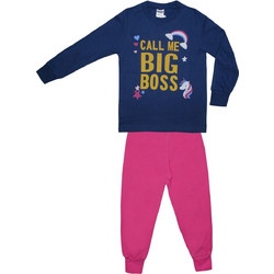 Pretty Baby Big Boss Παιδική Πιτζάμα Βαμβακερή Χειμωνιάτικη Navy Μπλε Φούξια 64988-406