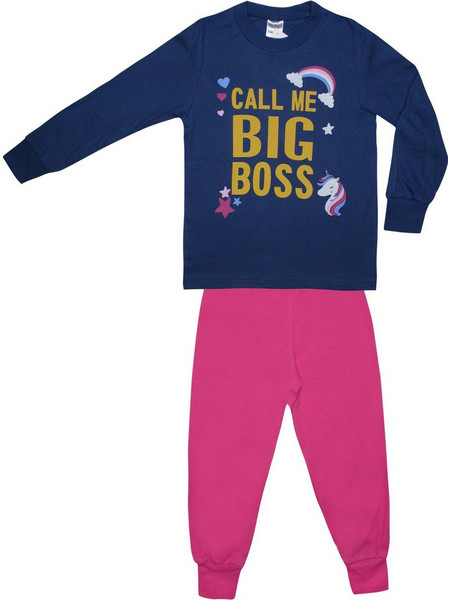 Pretty Baby Big Boss Παιδική Πιτζάμα Βαμβακερή Χειμωνιάτικη Navy Μπλε Φούξια 64988-406