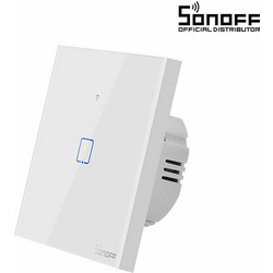 Χωνευτός Διακόπτης Τοίχου Wi-Fi για Έλεγχο Φωτισμού με Πλαίσιο και Ένα Πλήκτρο Αφής Φωτιζόμενος Sonoff TX T0 Λευκός