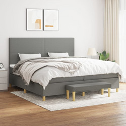 vidaXL Κρεβάτι Boxspring Υφασμάτινο με Στρώμα Σκούρο Γκρι 200x200cm 3137022