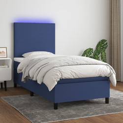 vidaXL Κρεβάτι Boxspring Μονό Υφασμάτινο με Στρώμα & LED 90x200cm 3134691