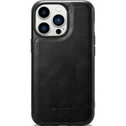 iCarer Leather Oil Wax MagSafe Back Cover Black (iPhone 14 Pro Max)