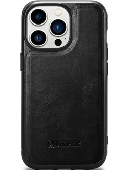iCarer Leather Oil Wax MagSafe Back Cover Black (iPhone 14 Pro Max)
