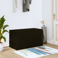 vidaXL Παπουτσοθήκη Σκαμπό Ξύλινη Μαύρη Μ70xΠ35xΥ38cm 821013