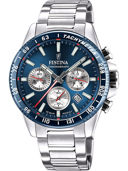Festina Ανδρικό Ρολόι Χρονογράφος με Ασημί Μεταλλικό Μπρασελέ F20560/2