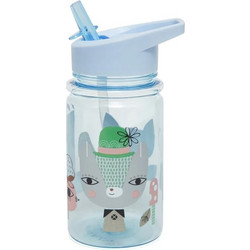 Petit Monkey Lama & Friends Παιδικό Μπουκάλι Πλαστικό BPA Free Μπλε 400ml