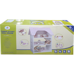 Zita Toys Μεγάλο Ξύλινο Τριώροφο Σπίτι 005.19004