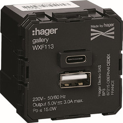 Πρίζα USB A+C Φόρτισης 3Α 2 Στοιχείων Gallery