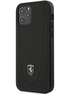 Ferrari Off Track Perforated Back Cover Black (iPhone 12/12 Pro)