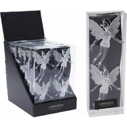 JK Home Decor - Στολίδι Νεραιδα Ακρυλικη Λευκη 12cm S/2 - 307345