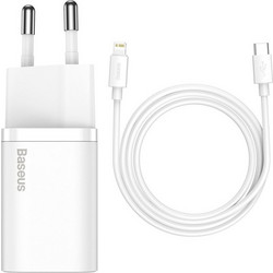 Baseus Super Si 1C Φορτιστής με Καλώδιο Lightning με Θύρα USB-C 20W Power Delivery White