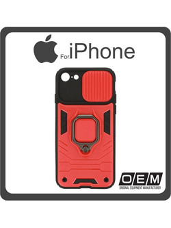 Θήκη Πλάτης - Back Cover, Silicone Σιλικόνη Hybrid TPU Ring Lens Red Κόκκινο For iPhone 7/8/SE 2020