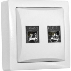 Πρίζα διπλή RJ11 & RJ45 cat.5e εξωτερική λευκή μη στεγανή IP20 - 13-3950