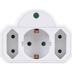 Αντάπτορας ρεύματος POWERTECH PT-816 1x schuko 2x euro 16A λευκός με προστασία υπέρτασης - PT-816