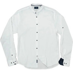 Double Ανδρικό Πουκάμισο Βαμβακερό Μακρυμάνικο Slim Fit με Mao Γιακά Λευκό GS-504VA