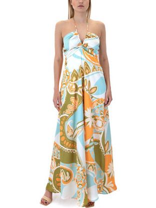 My Tiffany Wearables Maxi Καλοκαιρινό Φόρεμα για Γάμο / Βάπτιση Μπεζ S23T1160