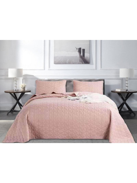 Κουβερλί Σετ Γίγας Σομόν Microfiber Diamond Διπλής Όψεως Γαρύφαλλο 250x270