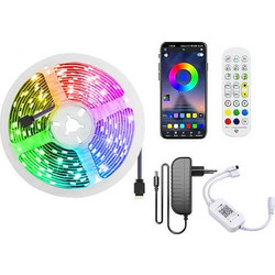 Αδιάβροχη ταινία LED RGB 5m BT με Τροφοδοτικό και Τηλεχειριστήριο SMD5050 12V AB-Z968