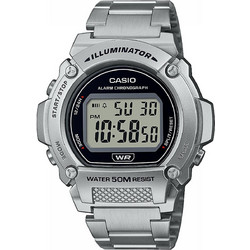 Casio Standard Ψηφιακό Ανδρικό Ρολόι Χρονογράφος με Ασημί Μεταλλικό Μπρασελέ W-219HD-1AVEF
