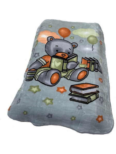 Dimcol Studying Bear 38 Κουβέρτα Κούνιας Βελουτέ 110x140 Γκρι