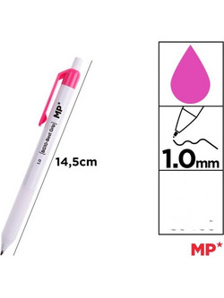 Στυλό διαρκείας μέ κουμπί ,μύτη 1.00mm MP μέ φούξια μελάνι PE252FU-S