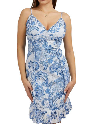 Guess Mini Καλοκαιρινό Καθημερινό Φόρεμα Floral Γαλάζιο W3GK23KALQ0-P7FR