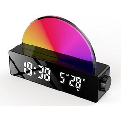 Επιτραπέζιο ψηφιακό ρολόι LED με ξυπνητήρι - Προσομοιωτής Ανατολής και Δύσης του Ηλίου - Με θύρα USB για φόρτιση συσκευών