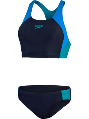 Speedo Colourblock Splice Αθλητικό Γυναικείο Μαγιό Bikini Set Μαύρο 813476-15489