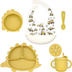 BabyCloud Βρεφικό Σετ Φαγητού Σιλικόνης Dino Yellow 5τμχ
