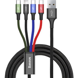 Cable USB Baseus Fast 4in1 2xUSB-C / Lightning / Micro 3.5A 1.2m (black)