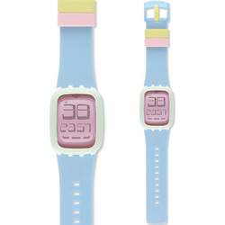Swatch Pastis Touch Ψηφιακό Γυναικείο Ρολόι με Γαλάζιο Καουτσούκ Λουράκι SURW114