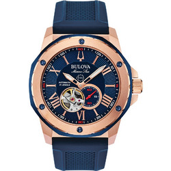 Bulova Marine Star Ανδρικό Ρολόι Αυτόματο με Μπλε Καουτσούκ Λουράκι 98A227
