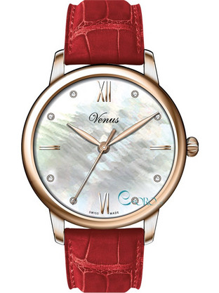 Venus Classico 8 Diamonds Rose Gold Γυναικείο Ρολόι με Κόκκινο Δερμάτινο Λουράκι VE-2314A6-94-L5