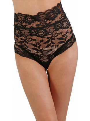High-waisted lace panties Black