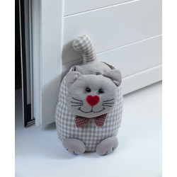 Doorstop γάτα (20cm x 25cm) μπέζ Silk Fashion